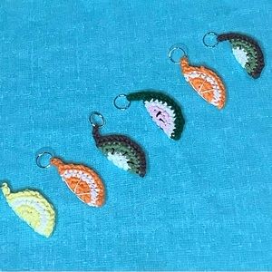 Hand crochet fruit key rings